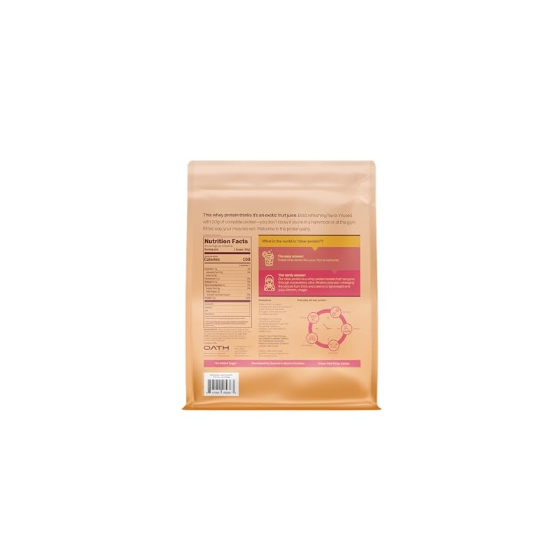 Oath Nutrition Clear Whey Isolate Protein Powder, Island Mango, 20g