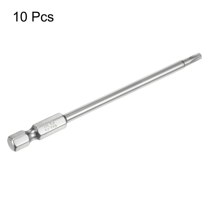 sourcing map 10pcs T15 Security Torx Bit 1/4" Hex Shank