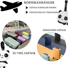 Pack of 5 Suitcase Animals Luggage Tags with Address Label, Funny Children's Luggage Tag, Suitcase Tag for Backpacks, Travel Bags and Handbags Prevent Luggage Loss Suitcase Marking Case (Panda Bear)