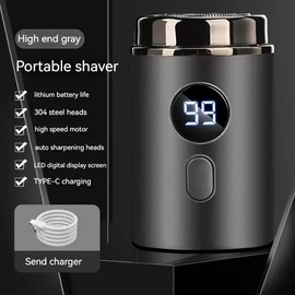 Mini Electric Shaver for Men - IPX7 Waterproof, Ultra-Thin 3D Floating Blades, 60min Runtime, Fast Type-C Charging, Cordless Portable Travel Razor, Wet/Dry Use:_Grey
