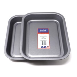 Single Portion Roasting Pan Twin Pack, British Made with Teflon Non Stick by Lets Cook Cookware