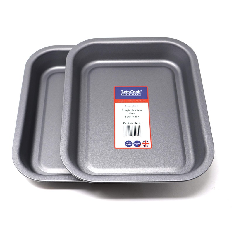 Single Portion Roasting Pan Twin Pack, British Made with Teflon