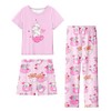 LQSZ Girls' 3-Piece Pajama Set - Short Sleeve Top, Shorts