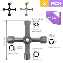 ZeriLion 2 Pack 4-Way Sillcock Key Set Versatile Water Spigot Wrench Tool Durable Steel for Outdoor Faucet Valve Hose Bib Utility Shut Off Control
