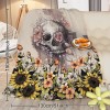 Unbranded Rustic Floral Skull Sunflower Flannel Fleece Blanket Soft Throw