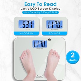 Talking Scales for Body Weight, Highly Accurate Digital Talking Bathroom Scale with Large LCD Screen, Auto On & Off, Talking Scales for Visually Impaired or Elderly, Includes Batteries, 551 LB
