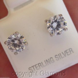 Giamond 1.5cts Round Brilliant cut Stud Earrings 950 Platinum over Solid Sterling Silver