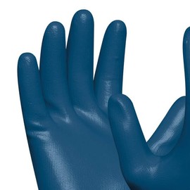 Gebol Wet Guard Blue | Size XL (Size 10) | Work Gloves with Oil and Waterproof Nitrile Coating | Non-Slip Polyester Protective Gloves | for Men | Grey, Blue | 1 Pair