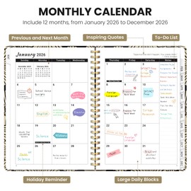 2026 Planner, Weekly and Monthly Planner for Women, January 2026 - December 2026, Hardcover 2026 Calendar Planner Book with Tabs, Inner Pocket, Spiral Bound, Perfect for Office Home School Supplies - A5 (6.3" x 8.5"), Petal Art