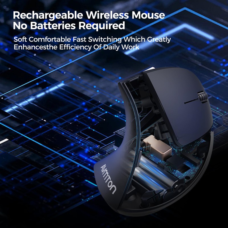 AVMTON Vertical Wireless Mouse ，Ergonomic Mouse,Rechargeable 2.4G Optical Carpal Tunnel
