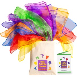 Scarves for Kids Play - 14 x Juggling Scarves, Fun Play Silks for Dance, Music, Parties, & Movements, 7 Pairs of Vibrant Colored Sensory Waldorf Silks for Preschool, Kindergarten & Classroom