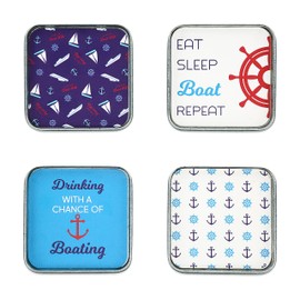 Pavilion Gift Company - We People - Livin The Life- Boat 4" (4 Piece) Coaster Set