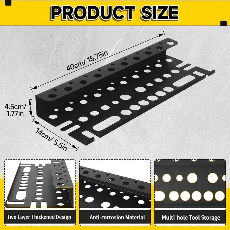 Metal Screwdriver Organizer, 15.75inch Utility Wall Mount Tool Organizer for