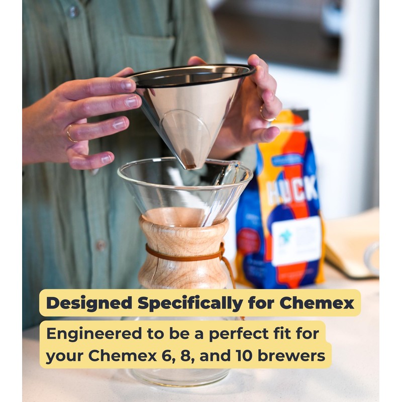Quell Reusable Stainless Steel Coffee Filter for Chemex – Perfect
