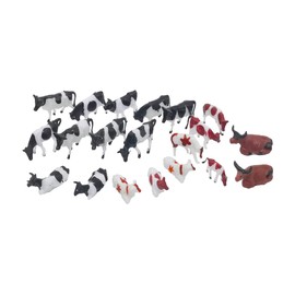 Hiawbon Mini Colorful Cattle Figurines Simulated Cattle HO Scale 1:87 Realistic Plastic Cow Figurines, 20 Pcs