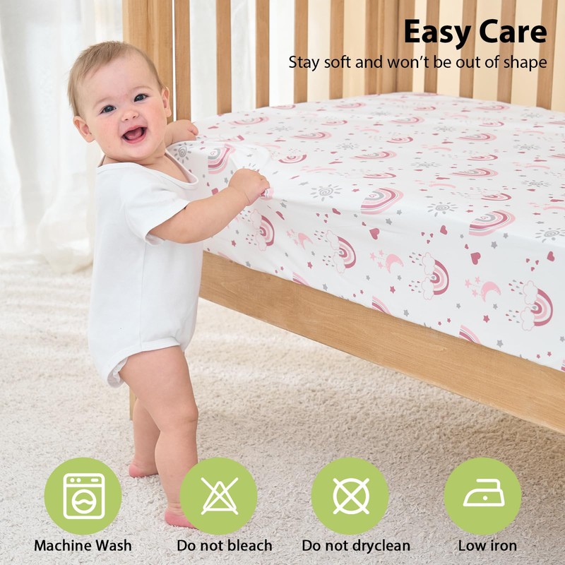 FIEMOL Cot Bed Sheets 140 x 70cm Fitted, 3 Pack