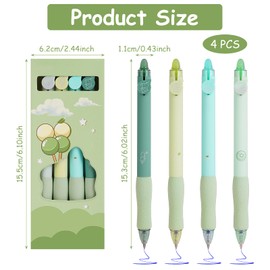 OFFCUP Erasable Gel Pens, 4Pcs Erasable Pens, 0.5mm Blue Gel Ink Eraser Pens Erasable Rollerball Pens Retractable Erasable Pens for Kids Adults Writing Stationary School Supplies (Matcha Cloud)