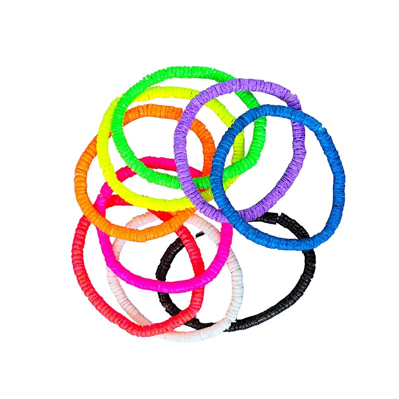 BlueRica Stretch Puka Shell Bracelet (Dark Blue)