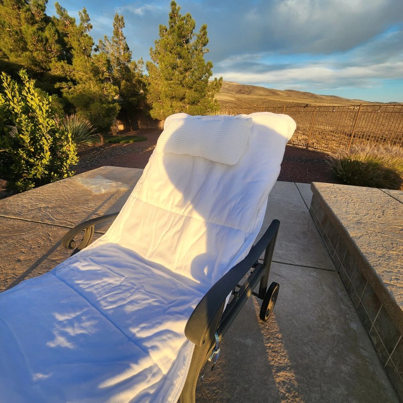 Frontgate Newport 83" X 31" White Cushioned Velour Chaise Lounge