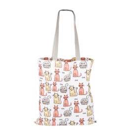 SPOTTED DOG GIFT COMPANY Tote Bag, Reusable Canvas Shopping Bag, Women's Tote Bag with Long Handles, Cotton, Foldable with Cat Motif, Gifts for Cat Lovers, 38 x 42 cm, 128 cm-Repeat