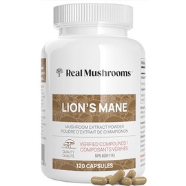 Real Mushrooms Real Mushrooms Lions Mane Capsules - Organic Mushroom Extract With Immunomodulating Properties Antioxidants Vegan Brain Supplement, 120
