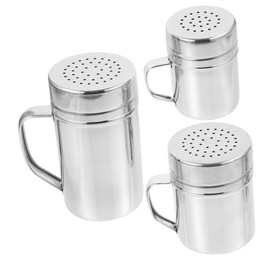 SHOWERORO 3pcs Stainless Steel Powdered Sugar Shaker Baking Duster Lid and Handle for Easy Dispensing of Cocoa Flour and Sugar Kitchen