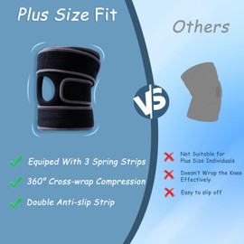 King Mills Extra Large Knee Brace Support to Knee Pain, Arthritis or Meniscus Tear. Adjustable Plus Size Knee Brace for Women and Men, Adult 2XL, Grey Black.