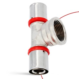 T-Piece PEX Press Fitting 25 x 1 Inch x 25 Internal Thread with Sealing Rings Oring for Aluminium Composite Pipe, Multilayer Composite Pipe, Heating Sanitary Systems, Drinking Water Installation,