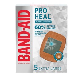 BAND-AID Brand Pro Heal Adhesive First Aid Bandages with Hydrocolloid Gel Pads, Extra Large Clinically Tested Waterproof Bandages for Better Healing of Minor Wounds, 5 ct