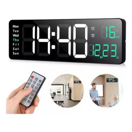 Oailgent Reloj De Pared Digital Con Termómetro, Alarmas Y Calendario                                                                                  