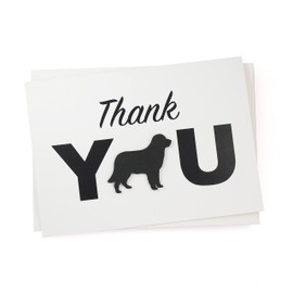 Golden Retriever Thank You Greeting Notecard Single Handmade 5x7 card black Dog silhouette White with envelope blank inside