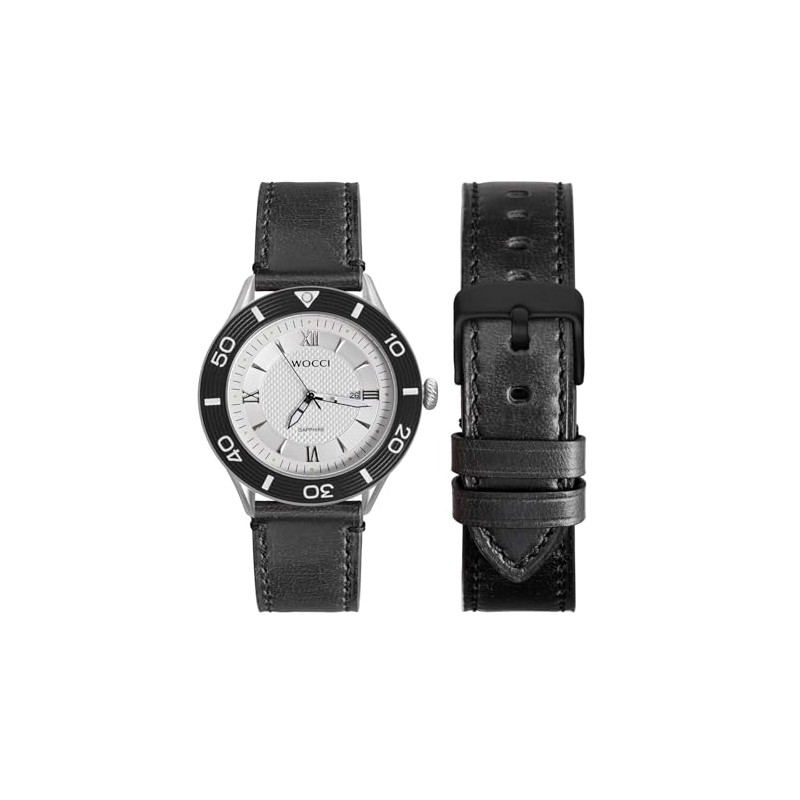 WOCCI Business Style Correa de reloj de piel, hebilla de