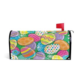 Kcldeci Easter Egg Magnetic Mailbox Cover MailWraps Spring Easter Bunny Rabbit Mailbox Covers Wraps Post Box Standard Size 20.8"(L) x 18"(W) for Garden Yard Outside Farmhouse Home Decor
