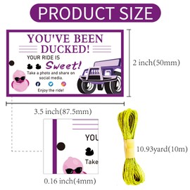 CREATCABIN 50Pcs You've Been Ducked Tags Card Cruising Rubber Duck Tag Cruise Duck Duck Tags Double Sided Duck Tag with Hole and Twine for Car Jeeps Party Purple 2x3.5 Inch-Your Ride is Sweet!