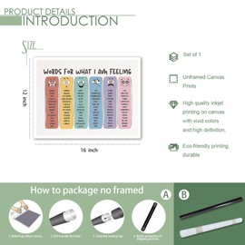 Maozehuxi Feelings Vocabulary Poster, Words For My Fellings Chart, Emotional Self Regulation Education, Social Emotional Learning, SEL, Calming Corner Classroom children's room decoration 12X16 inch