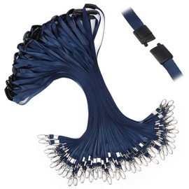 Segus Lanyard Safety Clasp, Pack of 50 Lanyard Dark Blue, Lanyards with Rotating Metal Clip, for ID Card Holder, Keys, Sports Whistles