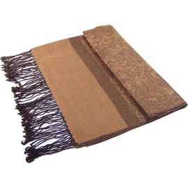 Glory Max Large Two Tones Vintage Paisley Jacquard Pashmina Shawl Wrap Scarf (Camel Brown)