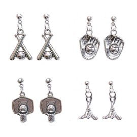 Baseball Earrings For Women Girls Heart Shaped Sports Softball Studs Earrings Player Sports Fan Gift Jewelry, Metal, No Gemstone