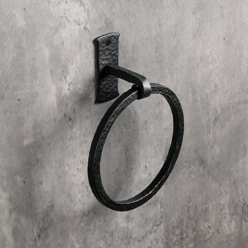 Fayesia Black Towel Holder - Blacksmith Handcrafted Wrought Iron -