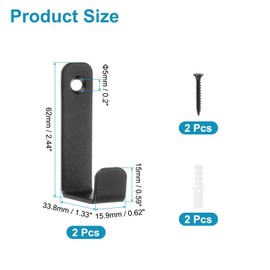 uxcell 4Pcs Coat Hooks, 15x62mm Stylish and Sturdy Modern Metal Wall Hooks for Hanging Hats Towels Robes Jackets Coats Bags, Black