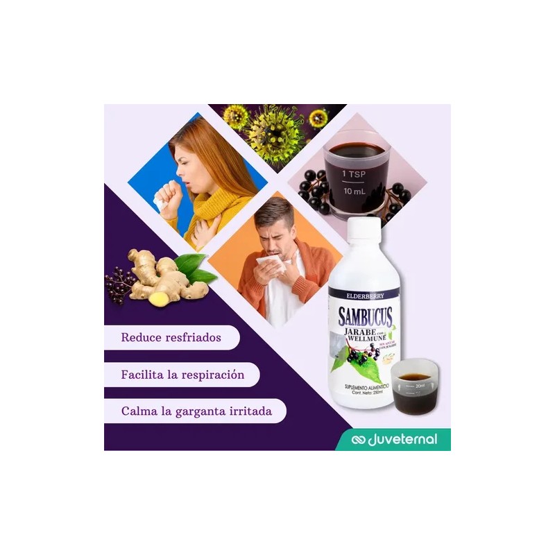 Anahuac Sambucus Jarabe Suplemento Alimenticio Frambuesa 250ml Saúco Negro