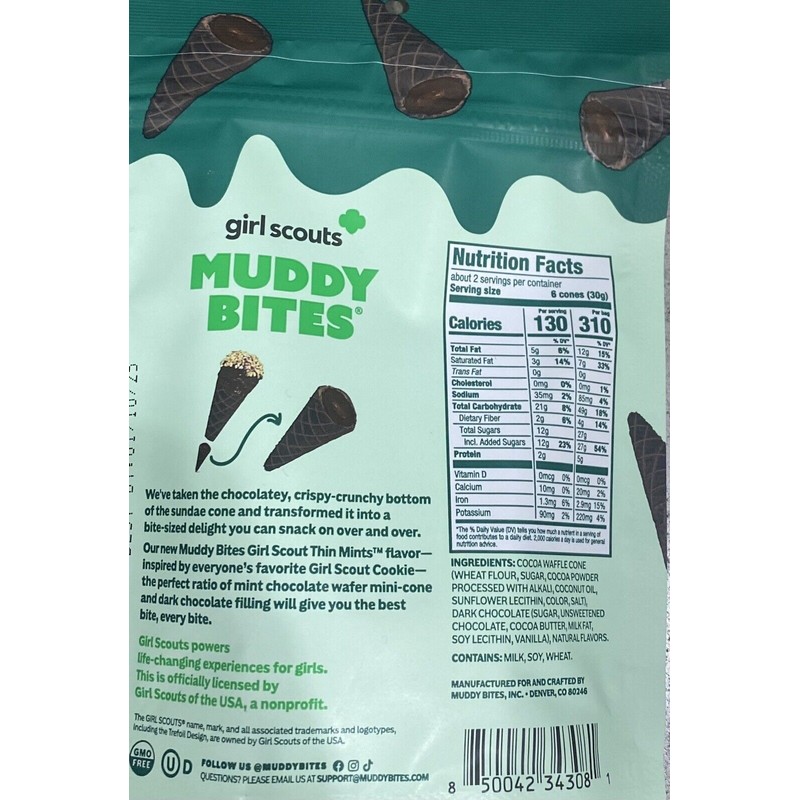 Muddy Bites GIRL SCOUT THIN MINTS Waffle Cone Snacks 2.33