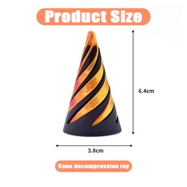 2Pcs Impossible Pyramid Passthrough Sculpture Stress-Relief Fidget Toy, The Impossible Cone Spiral Cone Fidget Toy 3d Printed Toys Spiral Push & Spin Desktop Toy