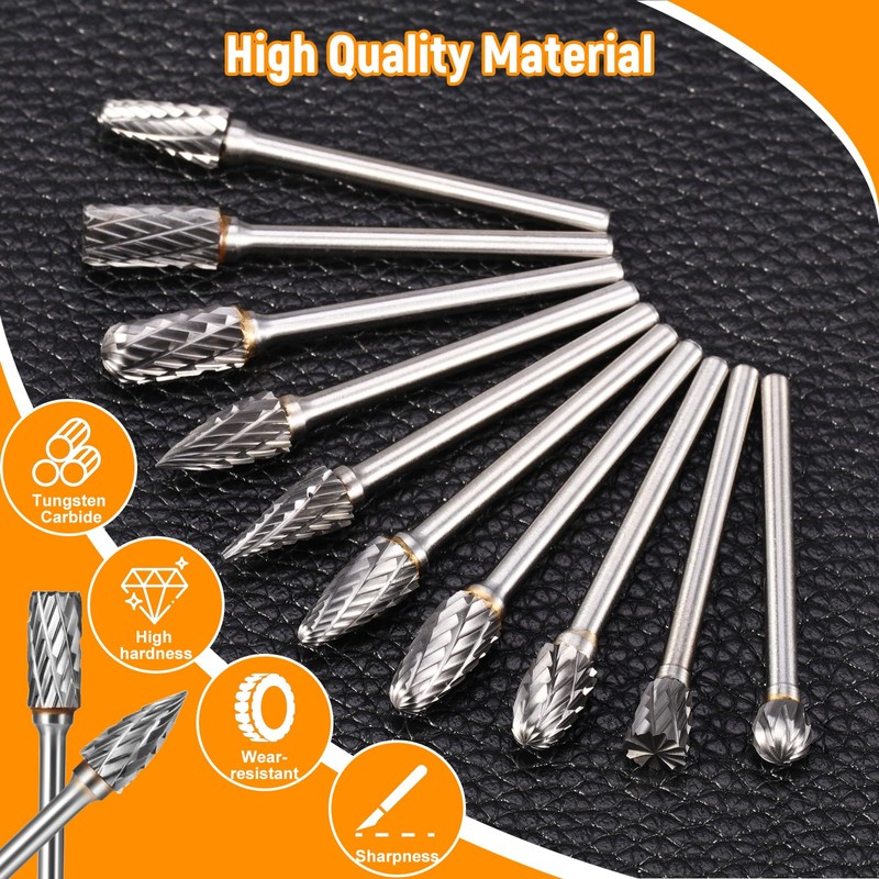 Faankiton 10PCS Tungsten Carbide Rotary Burrs, Carbide Die Grinder Bits