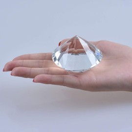 Crystal Multicolor Transparent Diamond Feng Shui Crystal Paperweight Glass Paperweight Present Ornaments Ornaments Crafts (2.0 inches (50 mm), Red)