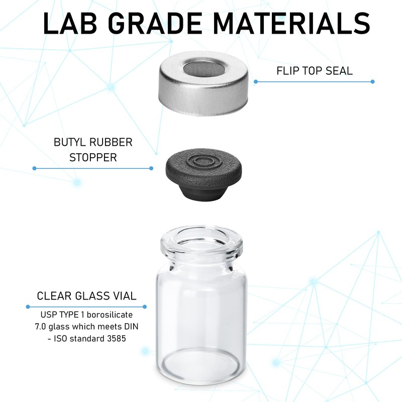 10 Pack 5ml Sealed Sample Vials, Transparent Glass Vials with