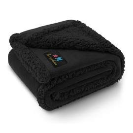 Luciphia Waterproof Pet Blanket, Liquid Pee Proof Dog Blanket for Sofa Bed Couch, Reversible Sherpa Fleece Furniture Protector Cover for Small Medium Large Dogs Cats, Black Queen Size（90" x 82"）