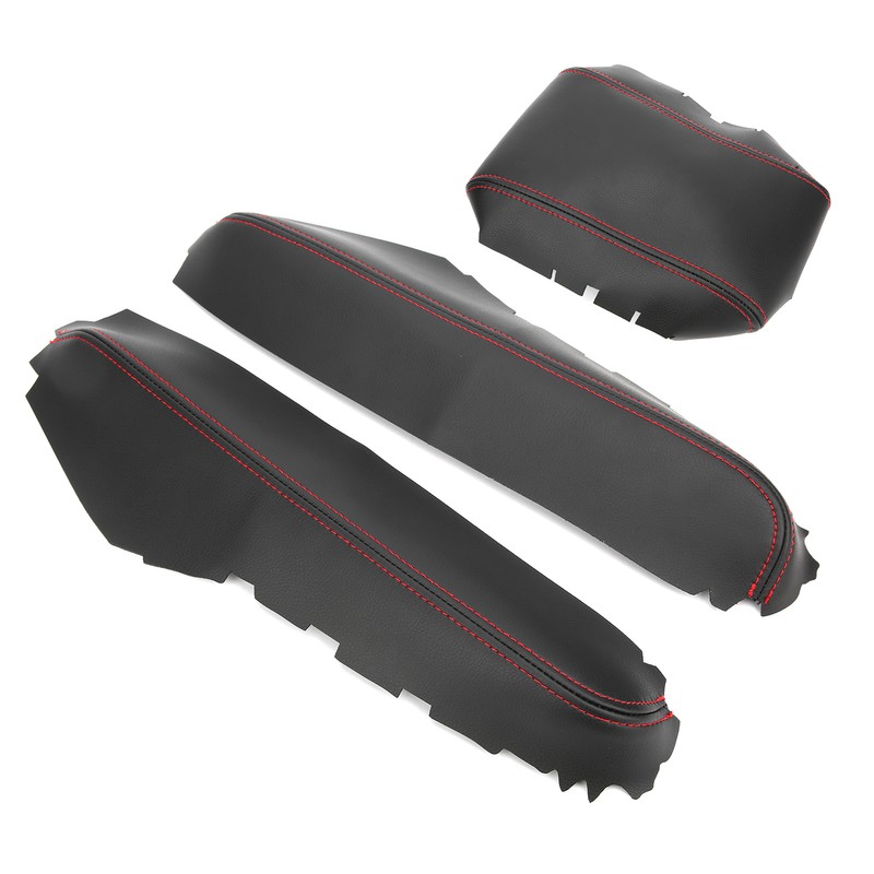 3pcs Center Console Armrest Pad Covers PU Leather Protectors Fit