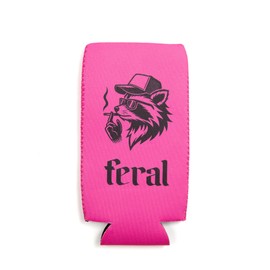 Feral Beer Hugger for Men and Women - Can Slim Sleeve Cooler Insulated Drink Coolies - Funny Lake Beach Gifts for Him Her - Birthday Present Idea for Best Friend Boyfriend Husband - 2 Sided