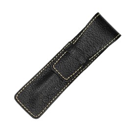 DiLoro Full Grain Thick Buffalo Leather Single Pen Pencil Case Holder Sleeve Black